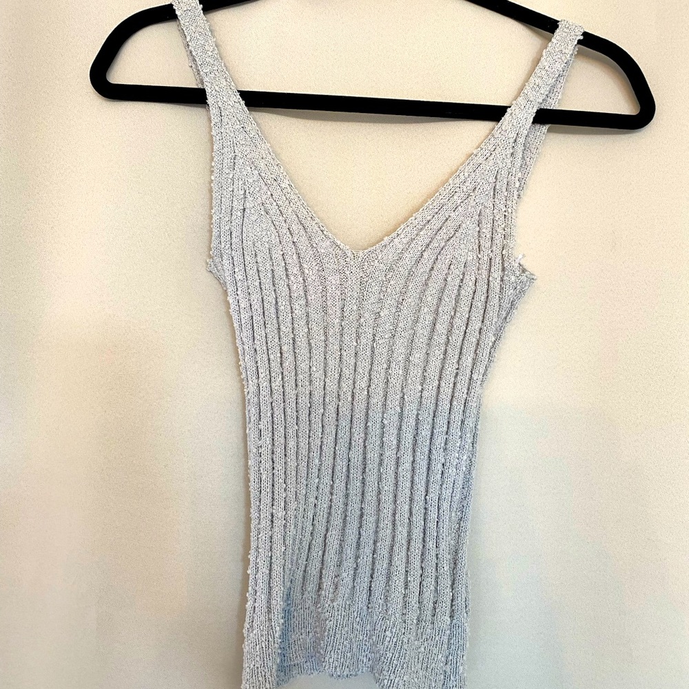 Ice grey knit tank top